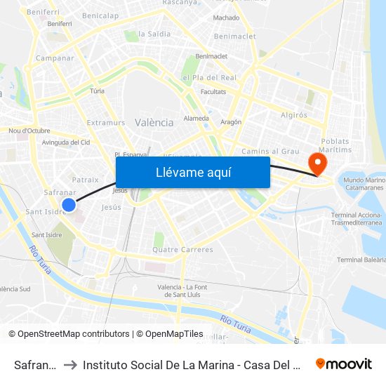 Safranar to Instituto Social De La Marina - Casa Del Mar map