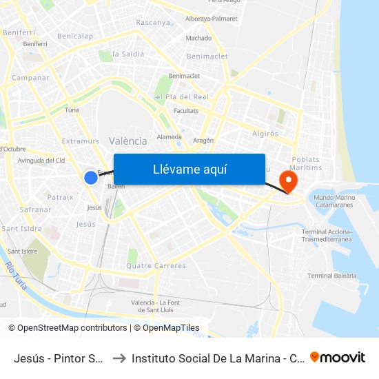 Jesús - Pintor Segrelles to Instituto Social De La Marina - Casa Del Mar map