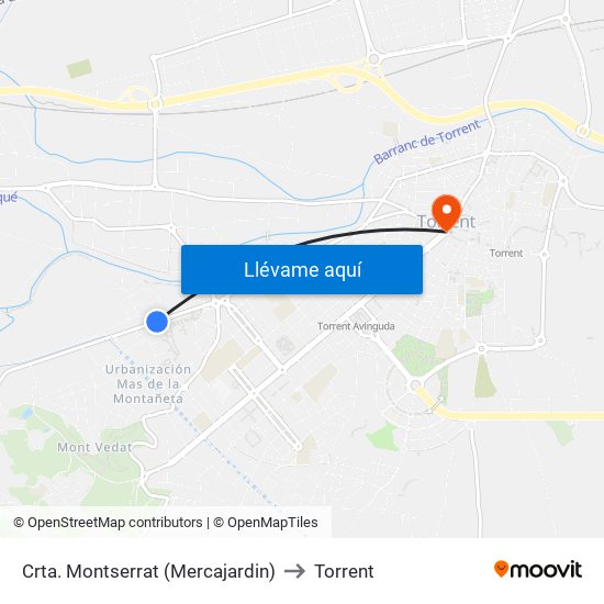 Crta. Montserrat (Mercajardin) to Torrent map