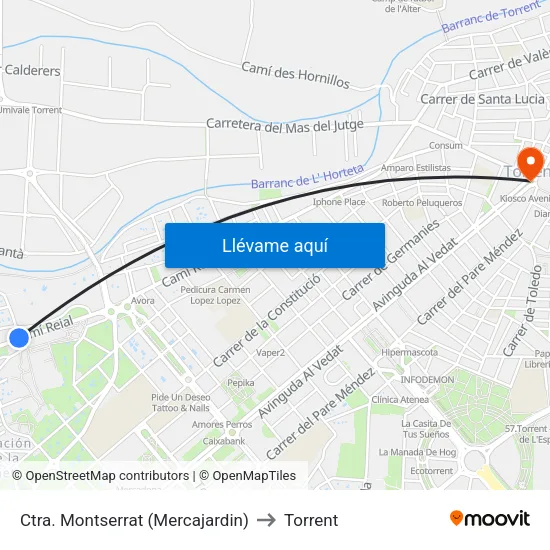 Crta. Monserrat - Mercajardín to Torrent map