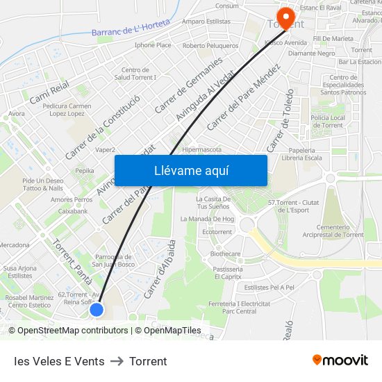 Ies Veles E Vents to Torrent map