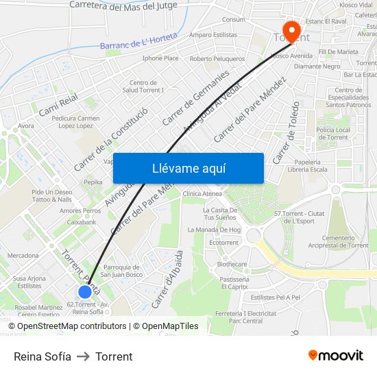 Reina Sofía to Torrent map