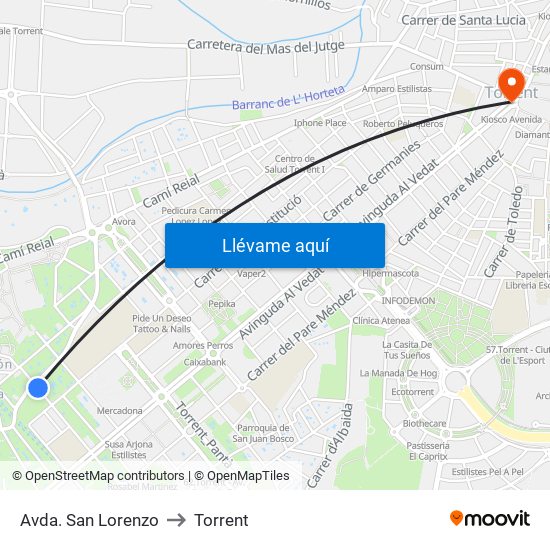 Avda. San Lorenzo to Torrent map