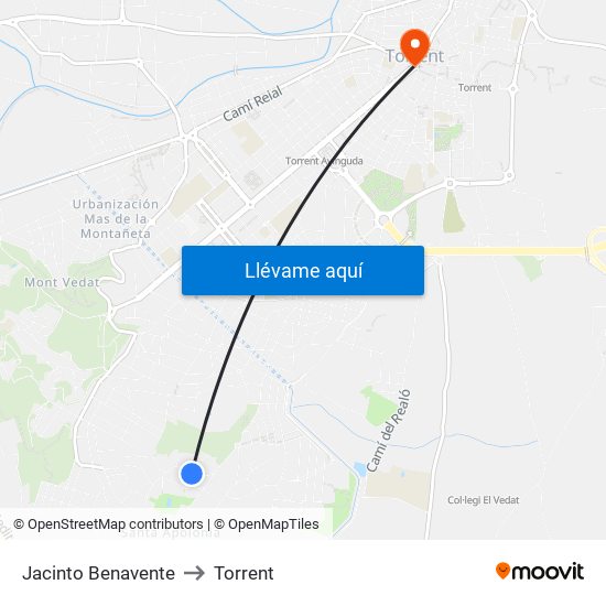 Jacinto Benavente to Torrent map