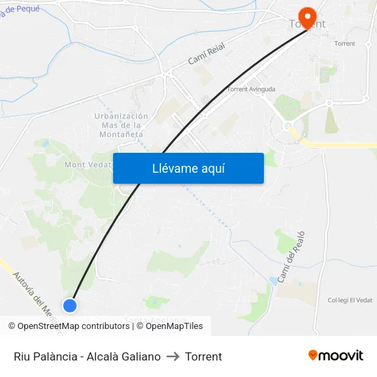 Riu Palància - Alcalà Galiano to Torrent map