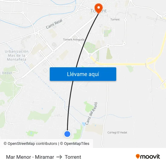Mar Menor - Miramar to Torrent map