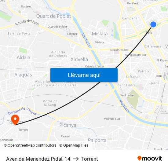 Avenida Menendez Pidal, 14 to Torrent map