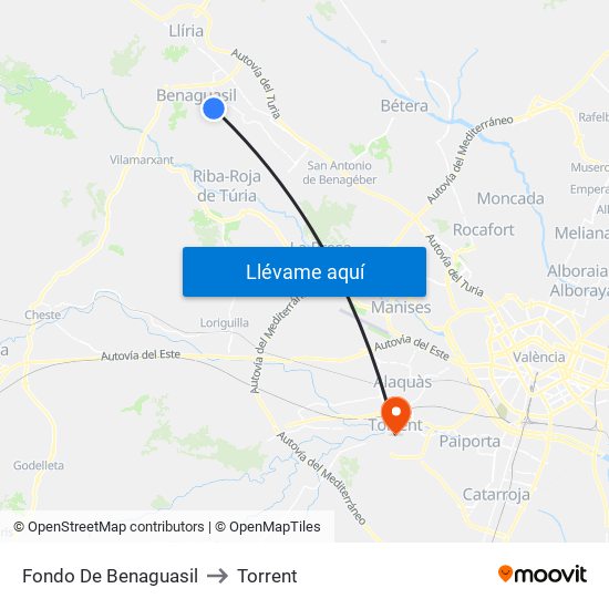 Fondo De Benaguasil to Torrent map