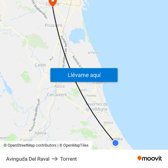 Avinguda Del Raval to Torrent map