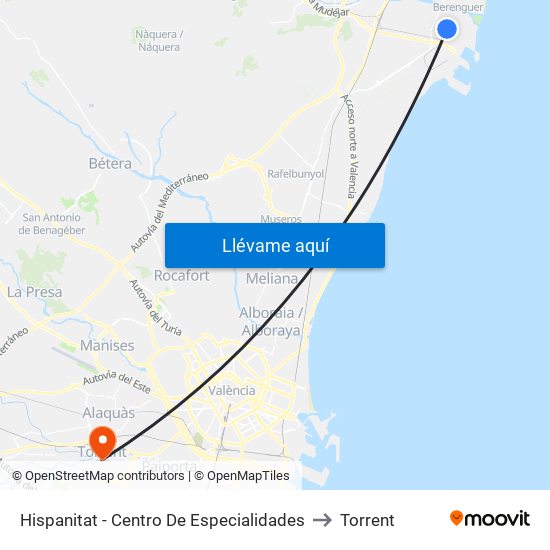 Hispanitat - Centro De Especialidades to Torrent map