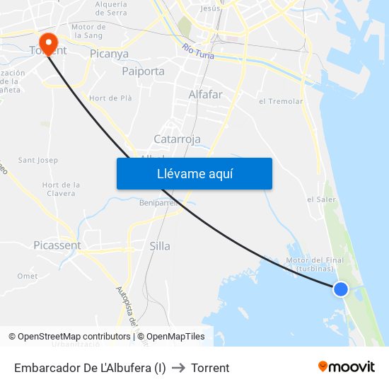 Embarcador De L'Albufera (I) to Torrent map