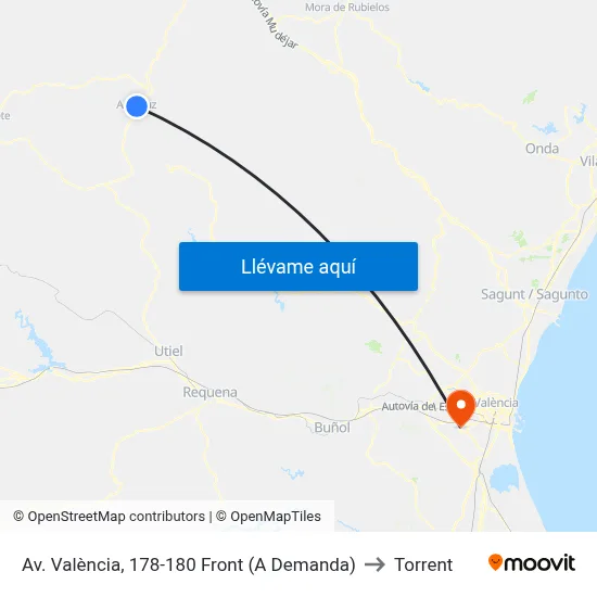 Av. València, 178-180 Front (A Demanda) to Torrent map
