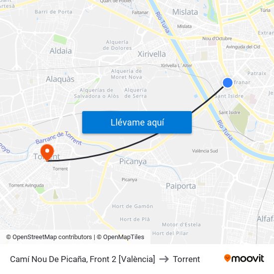 Camí Nou De Picaña, Front 2 [València] to Torrent map