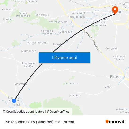 Blasco Ibáñez 18 (Montroy) to Torrent map