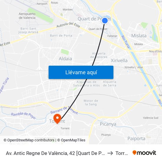 Av. Antic Regne De València, 42 [Quart De Poblet] to Torrent map