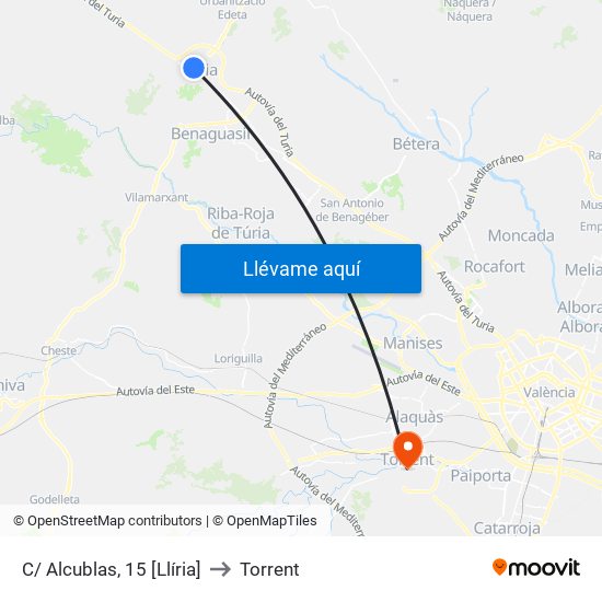 C/ Alcublas, 15 [Llíria] to Torrent map