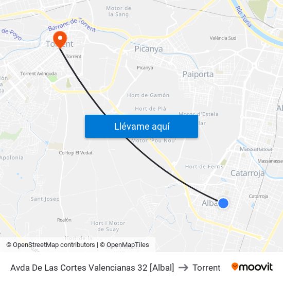 Avda De Las Cortes Valencianas 32 [Albal] to Torrent map