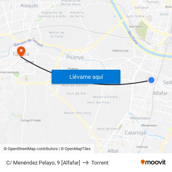 C/ Menéndez Pelayo, 9 [Alfafar] to Torrent map