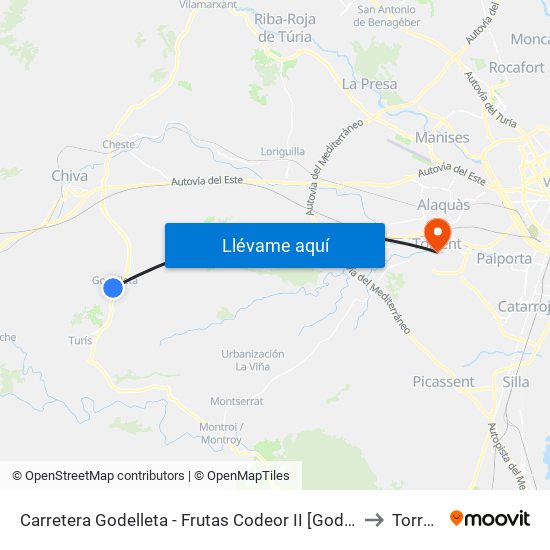 Carretera Godelleta  - Frutas Codeor II [Godelleta] to Torrent map