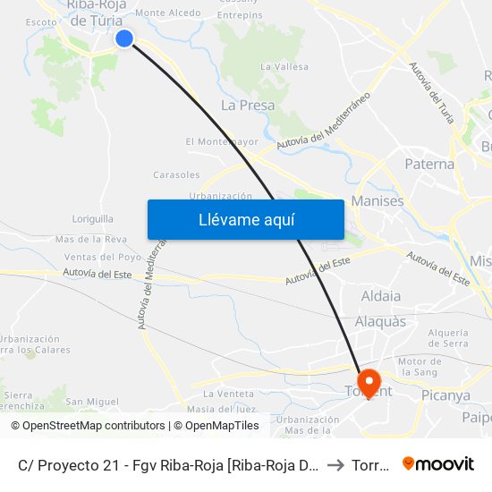 C/ Proyecto 21 - Fgv Riba-Roja [Riba-Roja De Túria] to Torrent map