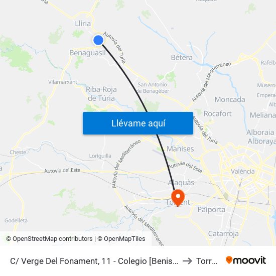 C/ Verge Del Fonament, 11 - Colegio [Benissanó] to Torrent map