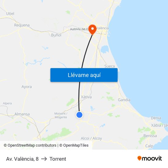 Av. València, 8 to Torrent map