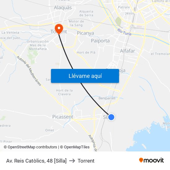 Av. Reis Catòlics, 48 [Silla] to Torrent map