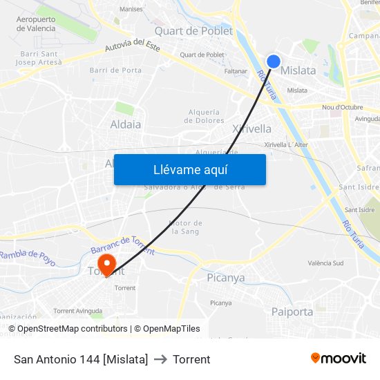 San Antonio 144 [Mislata] to Torrent map