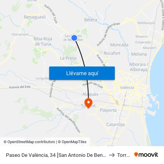 Paseo De València, 34 [San Antonio De Benagéber] to Torrent map