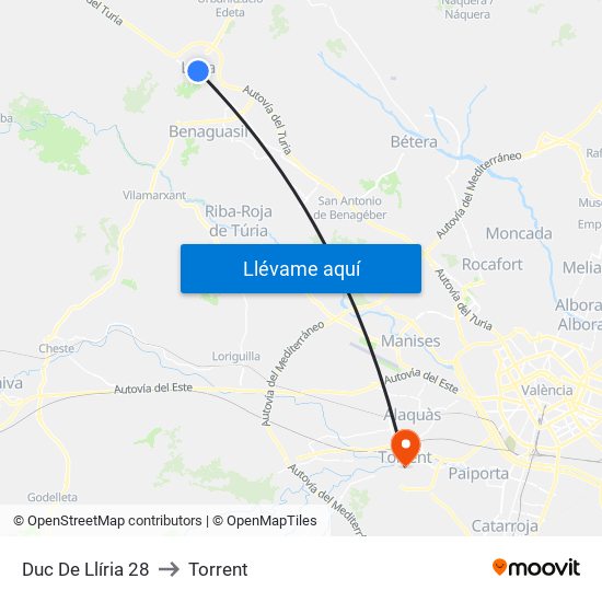 Duc De Llíria 28 to Torrent map