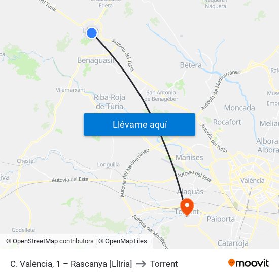 C. València, 1 – Rascanya [Llíria] to Torrent map