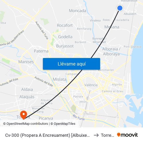 Cv-300 (Propera A Encreuament) [Albuixech] to Torrent map