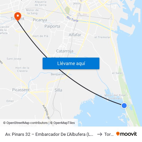 Av. Pinars 32 – Embarcador De L’Albufera  (Les Gavines)) [València] to Torrent map