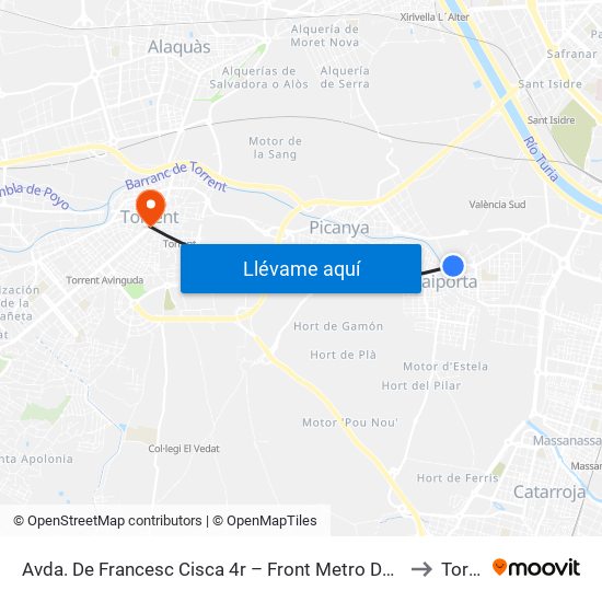 Avda. De Francesc Cisca 4r – Front Metro De Paiporta [Paiporta] to Torrent map