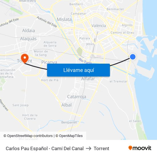 Carlos Pau Español - Camí Del Canal to Torrent map