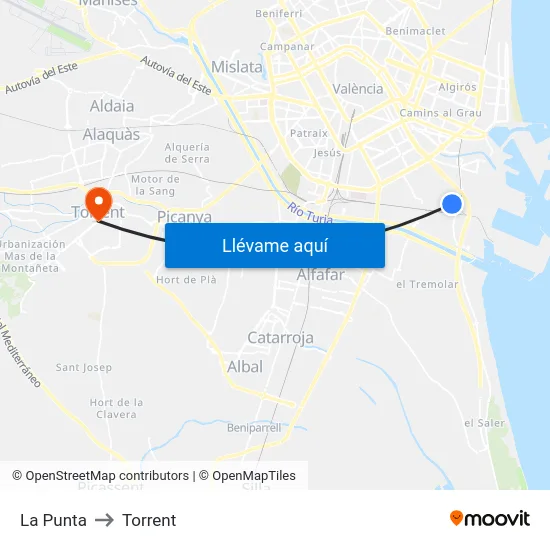 La Punta to Torrent map