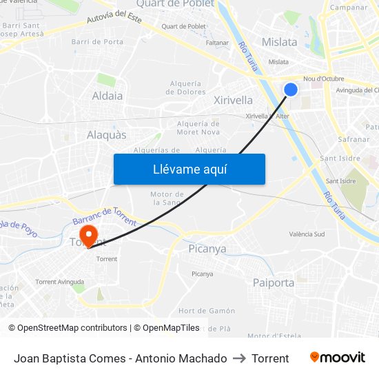 Joan Baptista Comes - Antonio Machado to Torrent map