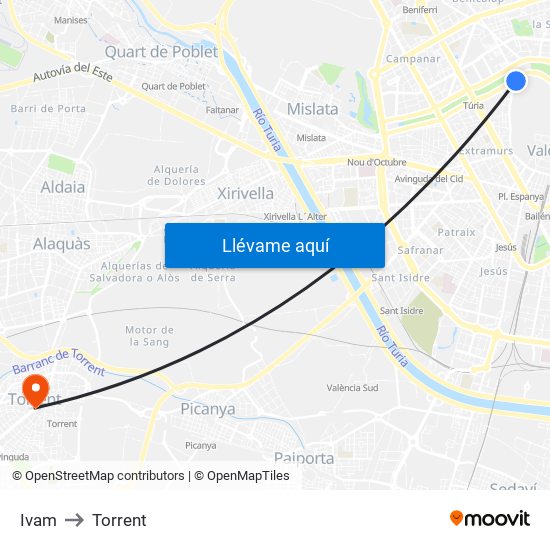 Ivam to Torrent map