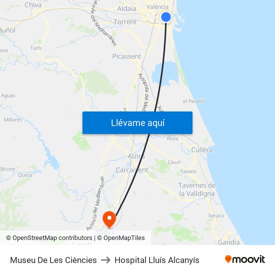Museu De Les Ciències to Hospital Lluís Alcanyís map