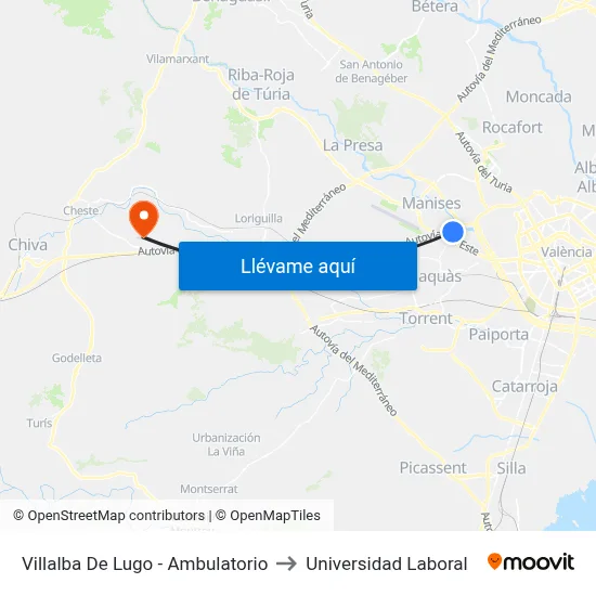 Villalba De Lugo - Ambulatorio to Universidad Laboral map
