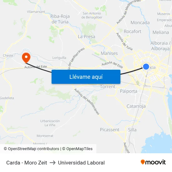 Carda - Moro Zeit to Universidad Laboral map