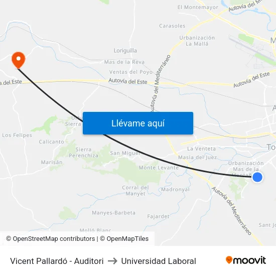 Vicent Pallardó - Auditori to Universidad Laboral map