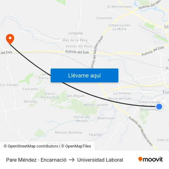 Pare Méndez - Encarnació to Universidad Laboral map