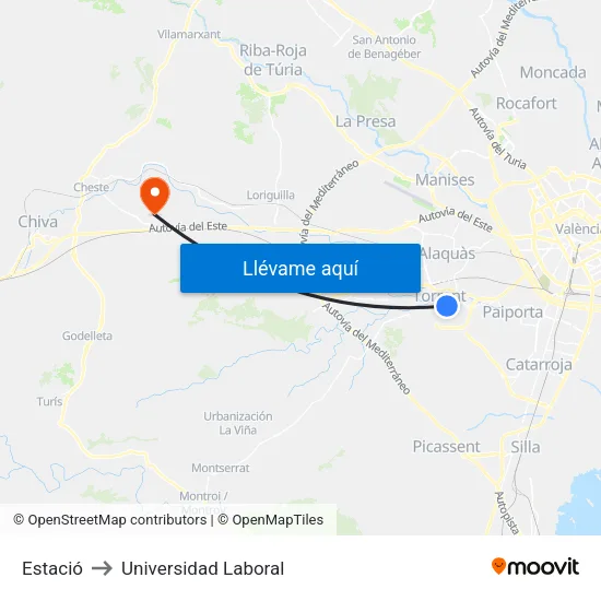Estació to Universidad Laboral map