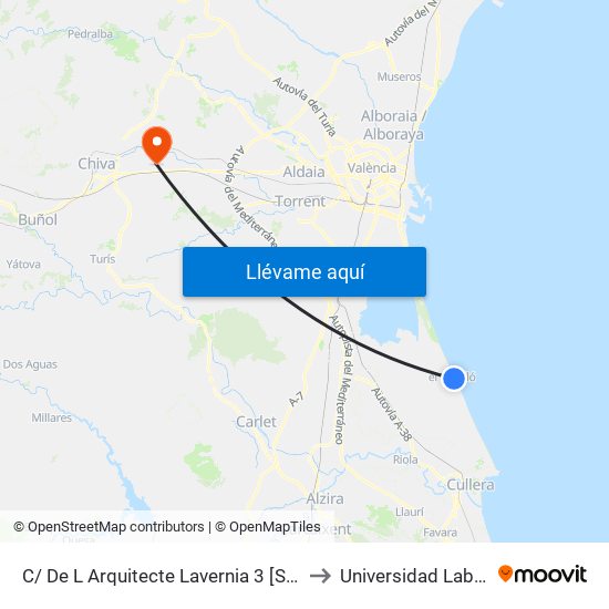C/ De L Arquitecte Lavernia 3 [Sueca] to Universidad Laboral map