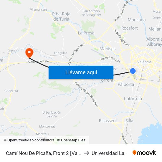 Camí Nou De Picaña, Front 2 [València] to Universidad Laboral map