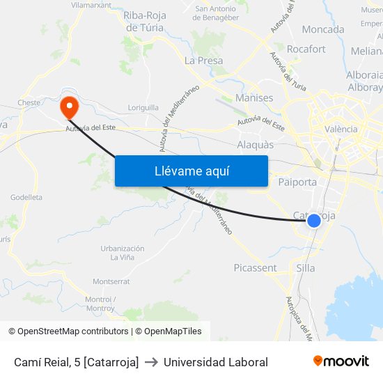 Camí Reial, 5 [Catarroja] to Universidad Laboral map
