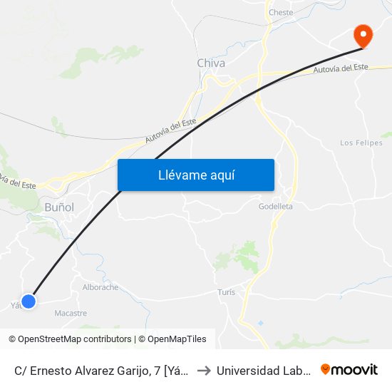 C/ Ernesto Alvarez Garijo, 7 [Yátova] to Universidad Laboral map