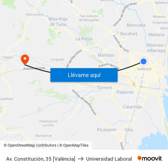 Av. Constitución, 35 [València] to Universidad Laboral map