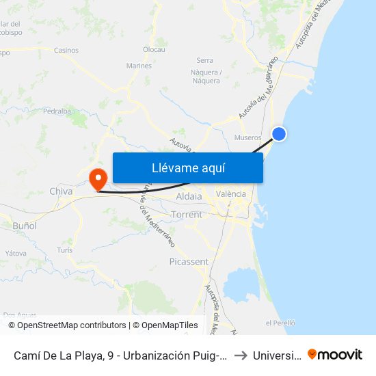 Camí De La Playa, 9 - Urbanización Puig-Val (Front Marquesina) [El Puig De Santa María] to Universidad Laboral map